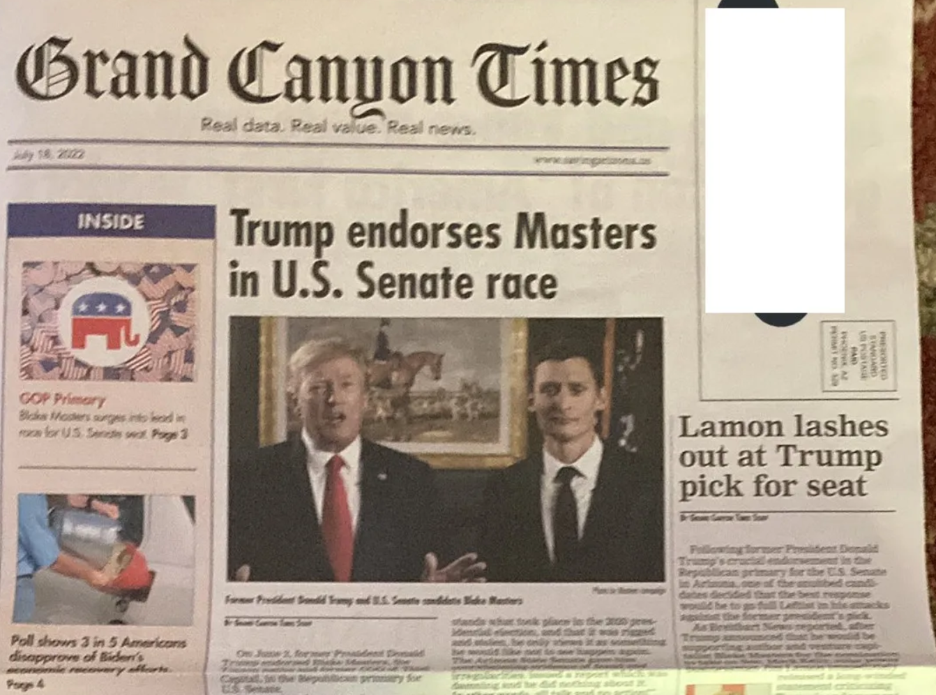 image of fake news outlet the "Grand Canyon Times"